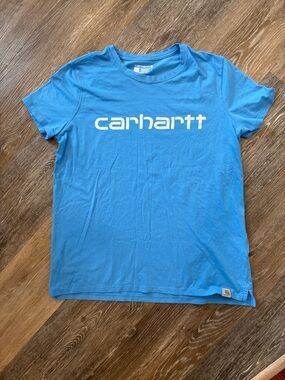 Carhartt women’s Light Blue Logo Short Sleeve Tee